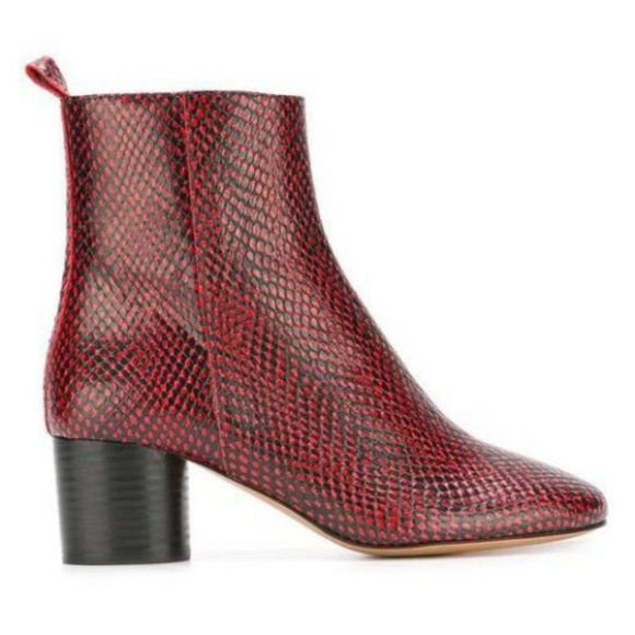 ISABEL MARANT Deyissa Python Leather Ankle Boots - Picture 1 of 5